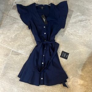 Navy blue nwt linen Lulu XS dress. Never worn